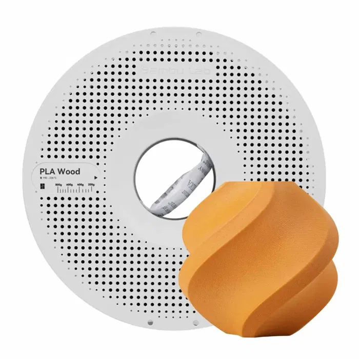 Bambu Lab PLA WOOD - AMARELO OCRE - COM CARRETEL BAMBULAB