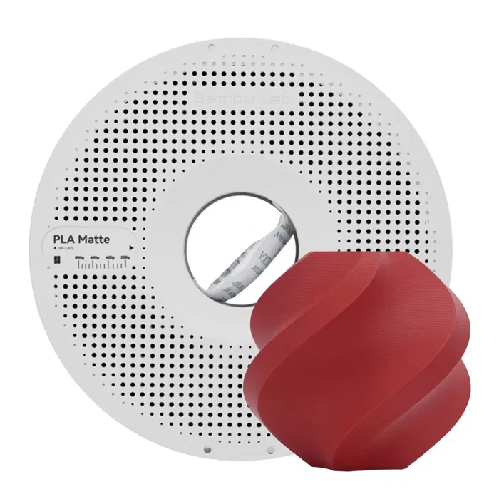 Bambu Lab PLA MATTE - VERMELHO ESCURO - COM CARRETEL