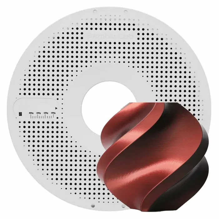 Bambu Lab PLA SILK - VELVET ECLIPSE (PRETO-VERMELHO) - COM CARRETEL BAMBULAB