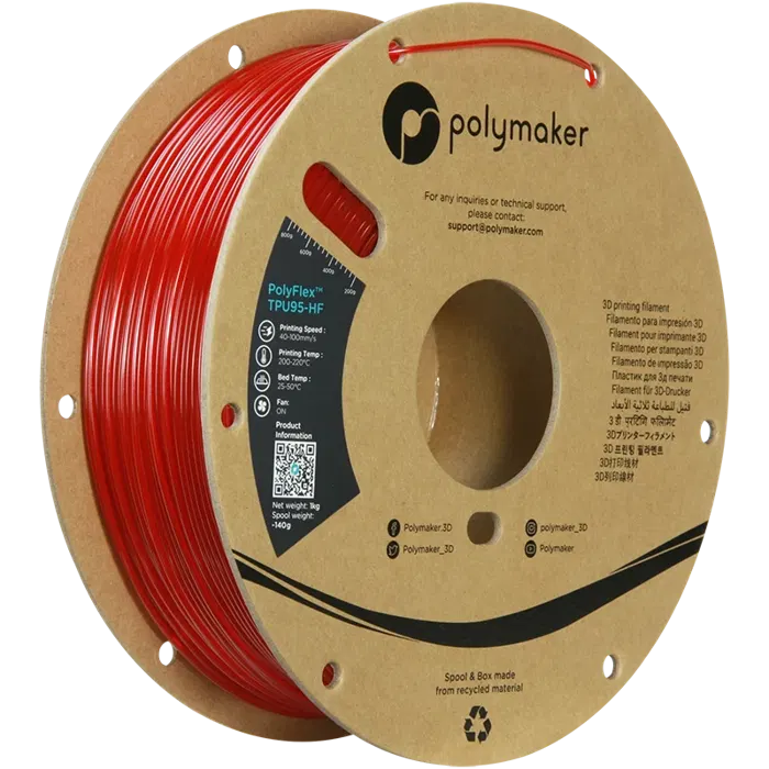 Polymaker POLYFLEX TPU95-HF VERMELHO TRANSLÚCIDO