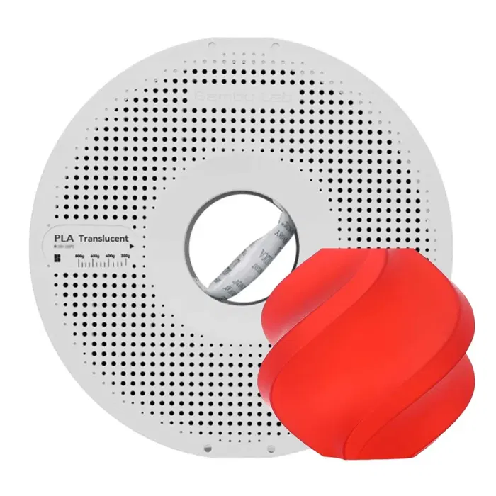 Bambu Lab PLA TRANSLUCIDO - VERMELHO - COM CARRETEL BAMBULAB
