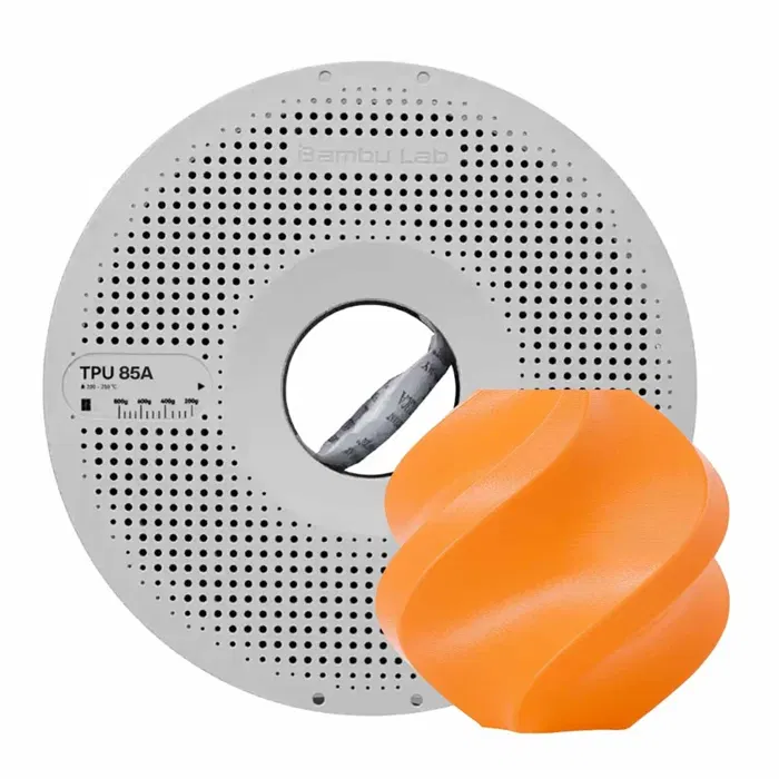 Bambu Lab BAMBU TPU 85A - LARANJA NEON - COM CARRETEL REUTILIZÁVEL BAMBU
