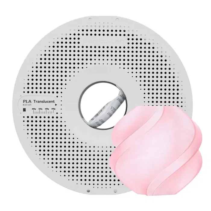 Bambu Lab PLA TRANSLUCIDO - ROSA CEREJA - COM CARRETEL BAMBULAB