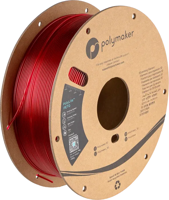 Polymaker POLYLITE PETG TRANSLUCENT VERMELHO